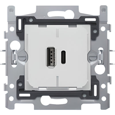 Dubbele slimme USB-A- en USB-C-oplader, basis van 60 x 71 mm, klauwbevestiging