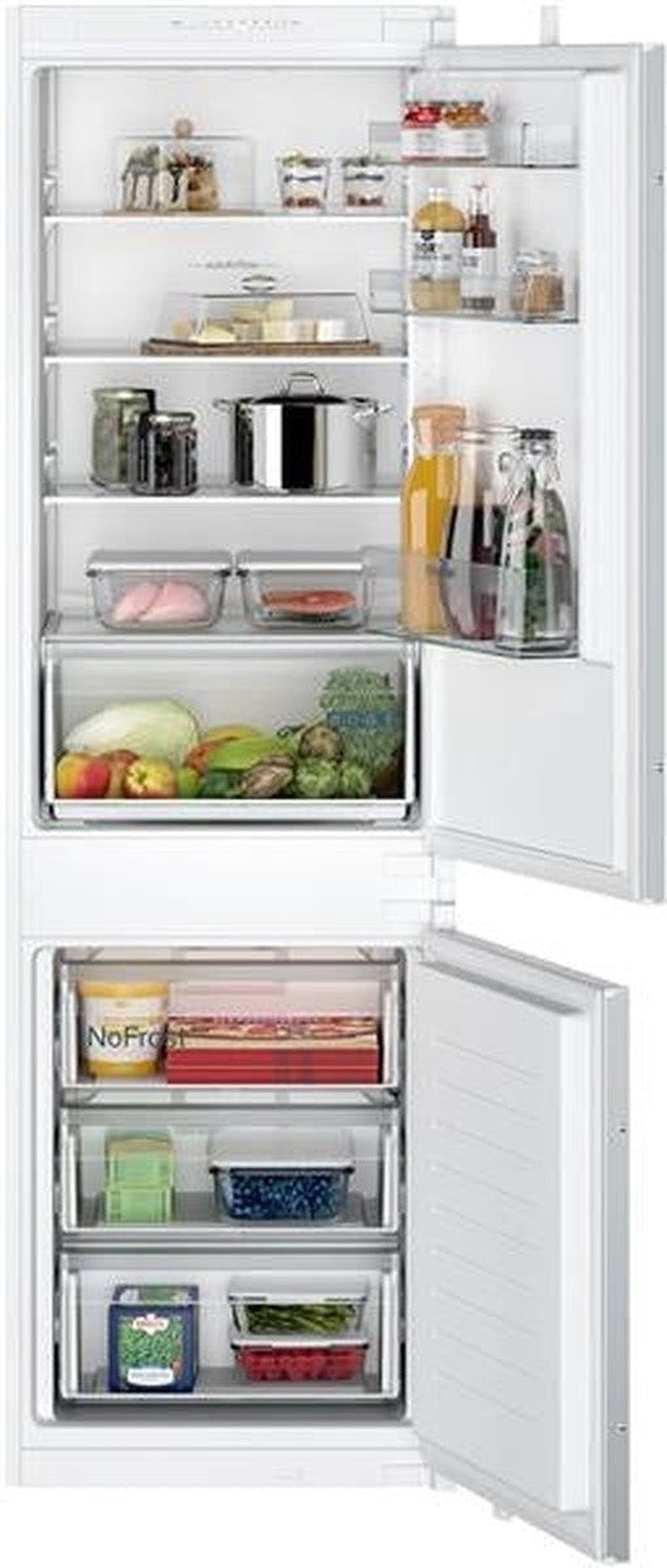 Refrigerator - IQ100 built-in bottom-freezer - 177.5cm NoFrost, Class E, 35dB, freshBox, LED display
