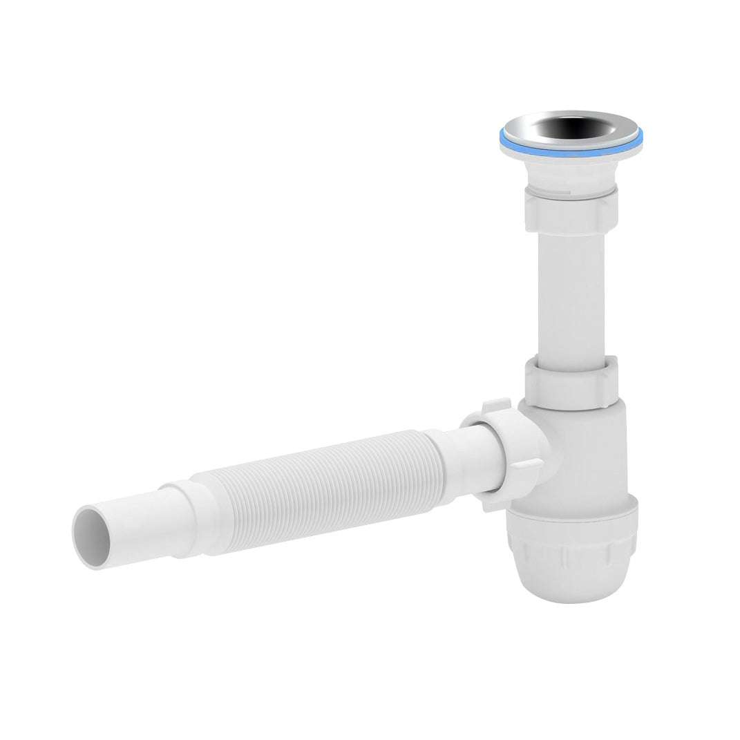 Siphon bouteille flexible avec crépine Ø32cm blanc