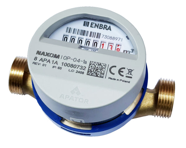 Compteur d'eau domestique pour eau chaude ENBRA ER-AM DN15/TV + module radio NAXOM (7Y-39621X3-F34)