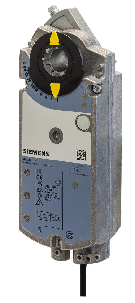 Actionneur à clapet SIEMENS GBB141.1E, 24V, 2 points, 3 points, 25Nm, BHF