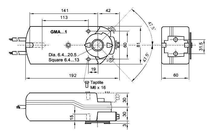 Actionneur de clapets Siemens GMA 121.1E, 24 V, 2 points (GMA121.1E)