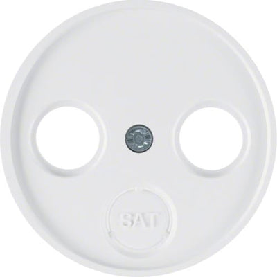 Berker R.1 / R.3 / R.Classic Polar White, glanzende afdekplaat voor coaxiale aansluitingen met 2 en 3 gaten