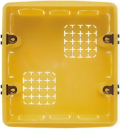 Boîte encastré 2 x 3 modules carré - Jaune - 106 x 117 x 52mm