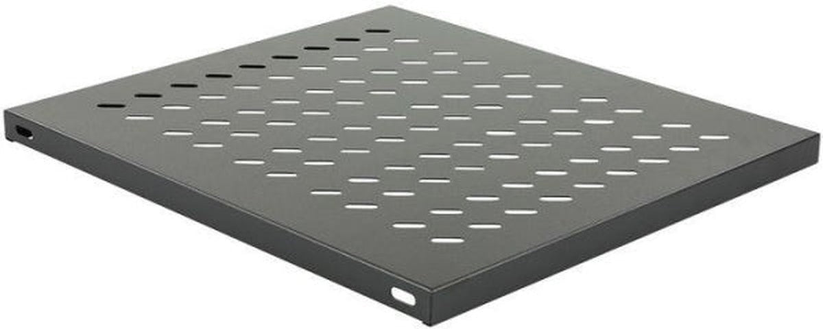 Vaste plank, zwart, 1U, 19 inch, 800 mm diep