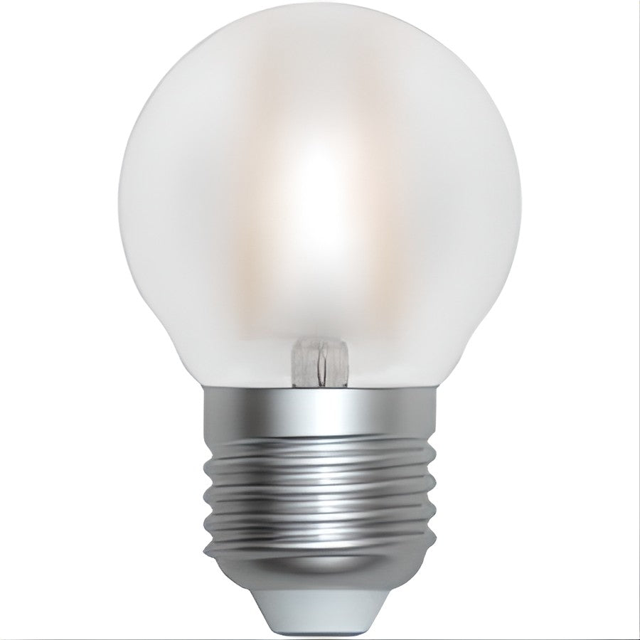 Kleine 2W 230Vac E27 LED-filamentbollamp, mat, 2700K, WW, dimbaar