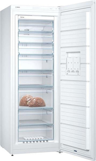 Vrijstaande vriezer serie 4 kastmodel ****, NoFrost, klasse E, 39 dB, 366 liter, wit.