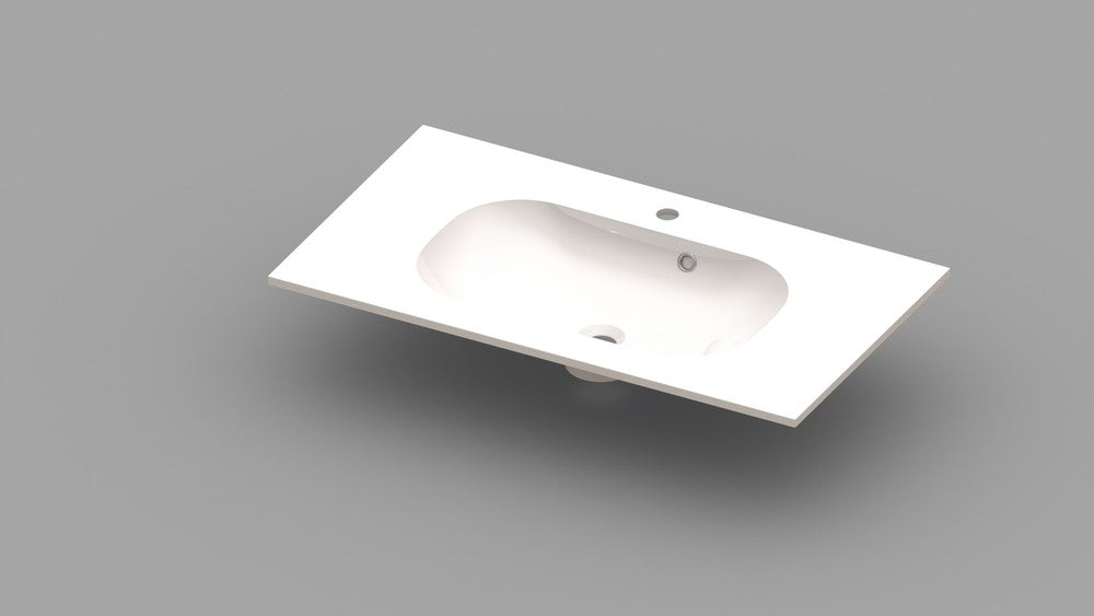 Van Marcke Ovum tablet met 1 wastafel 900x500x200mm wit kunstmarmer