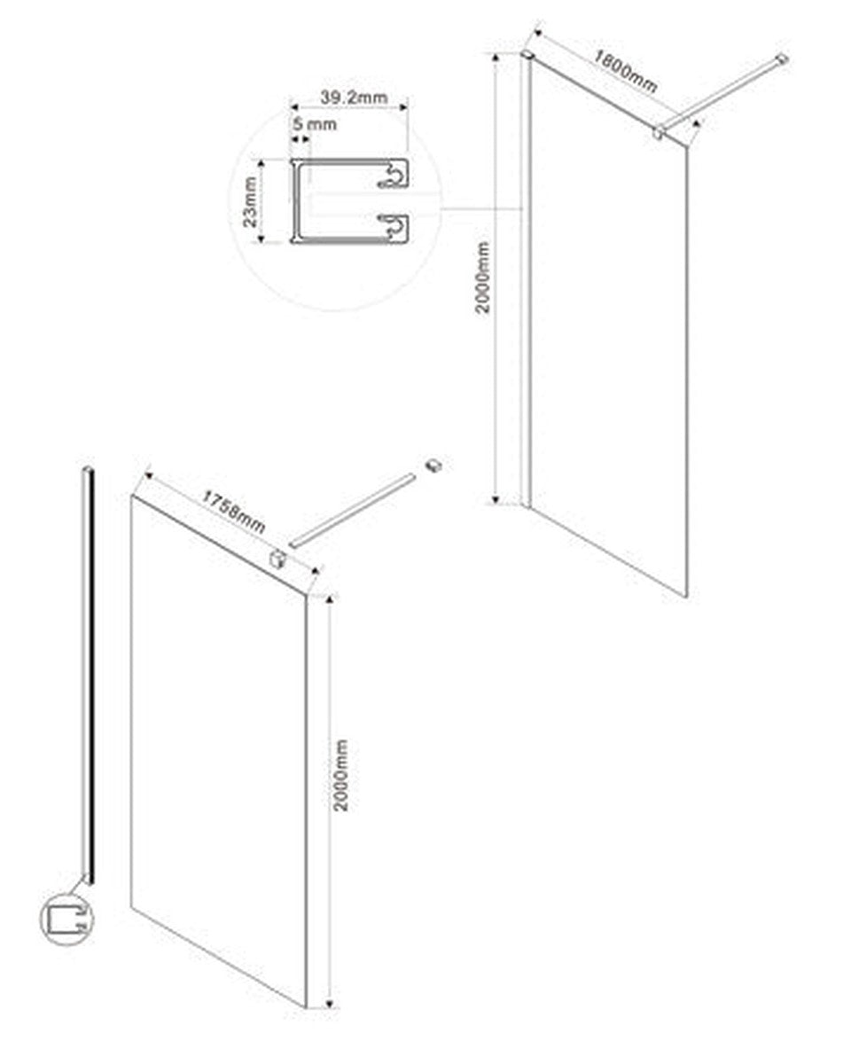 Van Marcke Origine Walk-in fixed panel W1800 x H2000