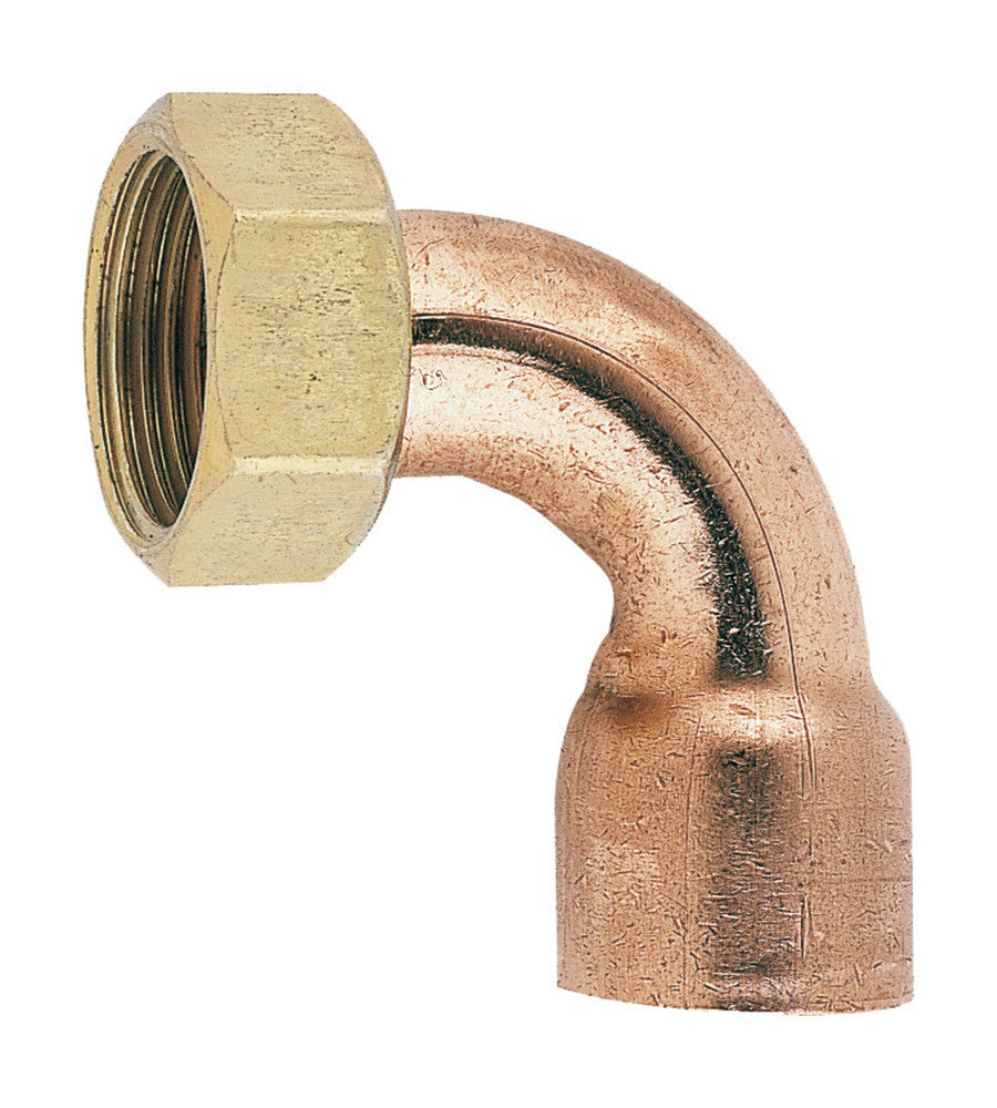 Knelkoppeling bocht met wartelmoer roodkoper D buis 22 mm 3/4