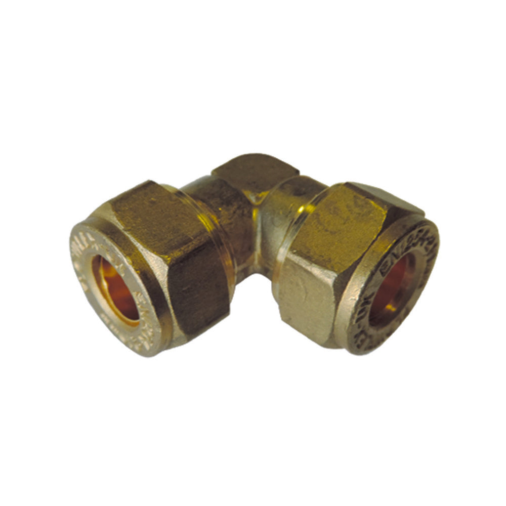 Brass biconical elbow for 28x28mm copper tube supply