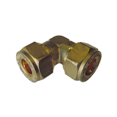 Brass biconical elbow for 28x28mm copper tube supply
