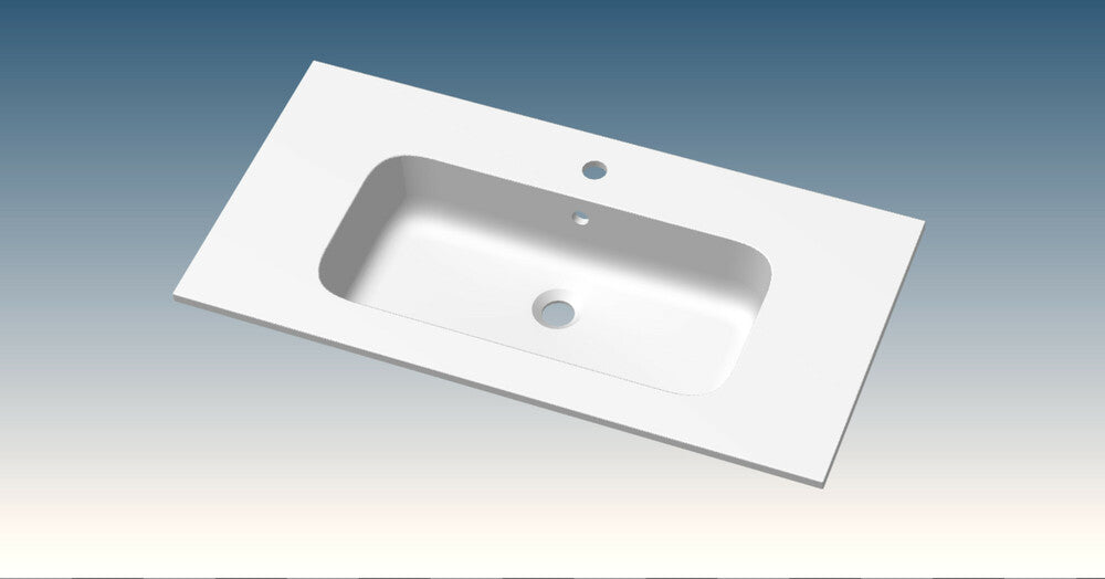 Van Marcke Paco countertop with 1 integrated basin 1 tap hole 800x15x460mm matt white