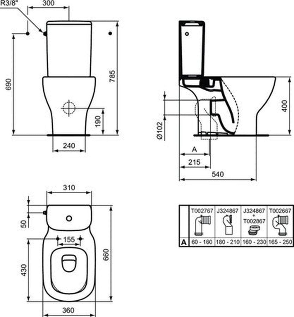 Ideal Standard Tesi 3/6L WC Cistern
