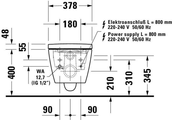 Duravit SensoWash Starck F Plus wc douche 378x575mm avec abattant softclose blanc