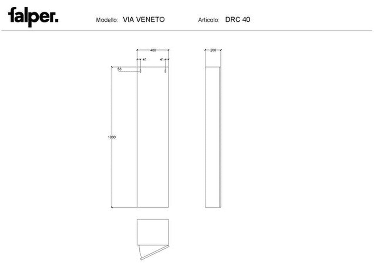 Falper Via Veneto Gola tall cabinet 1800mm 1 right solid skin oak door