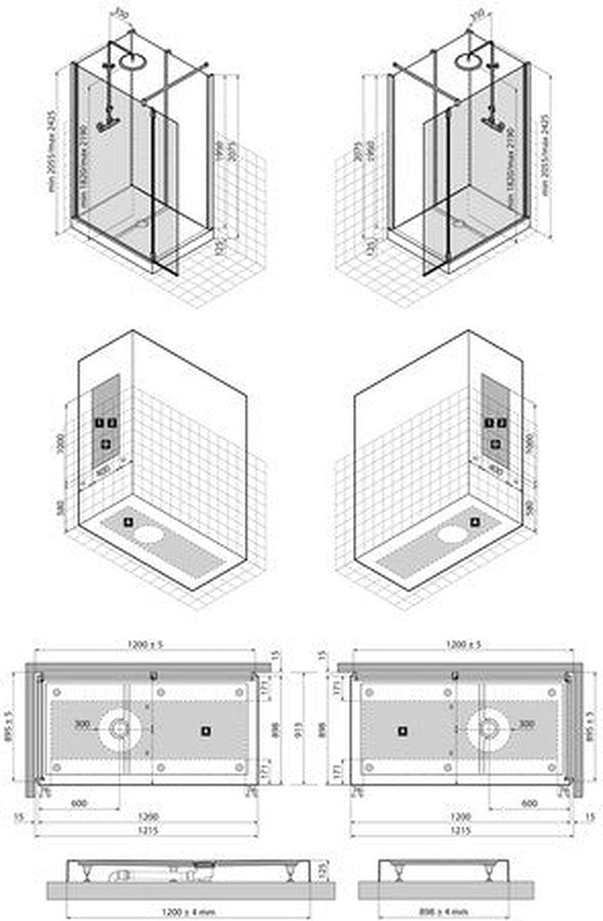 Van Marcke Collection Vidrio Walk-In 120x90cm 1 part piv 37cm white shower tray