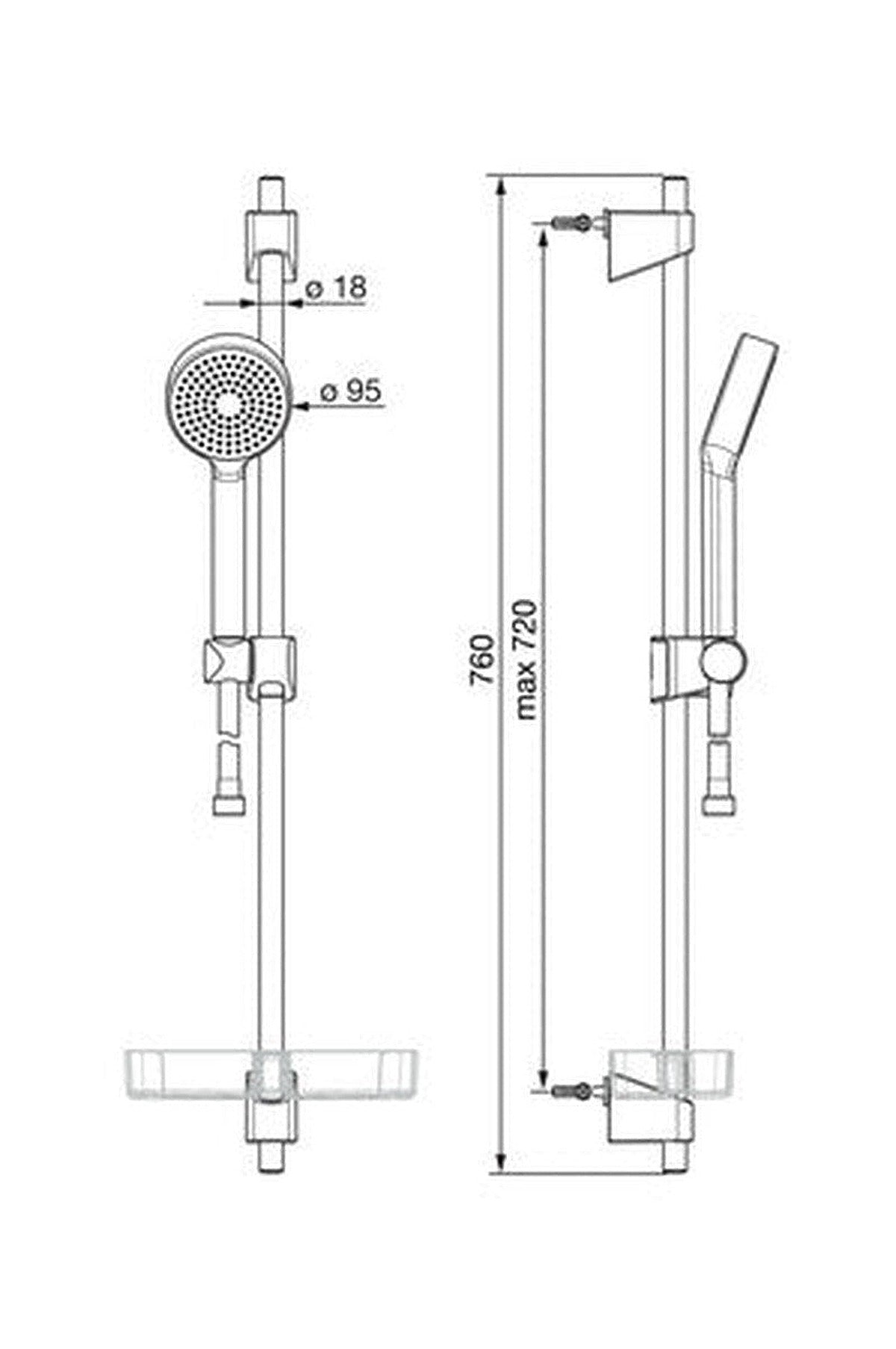 Hansabasicjet shower set with 72cm rail