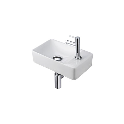 ENSEMBLE LAVE-MAINS ALONI ESSI COMPLET – AVEC LAVE-MAINS DROITE, ROBINET, BONDE DE VIDANGE ET SIPHON – BLANC BRILLANT - CHROME