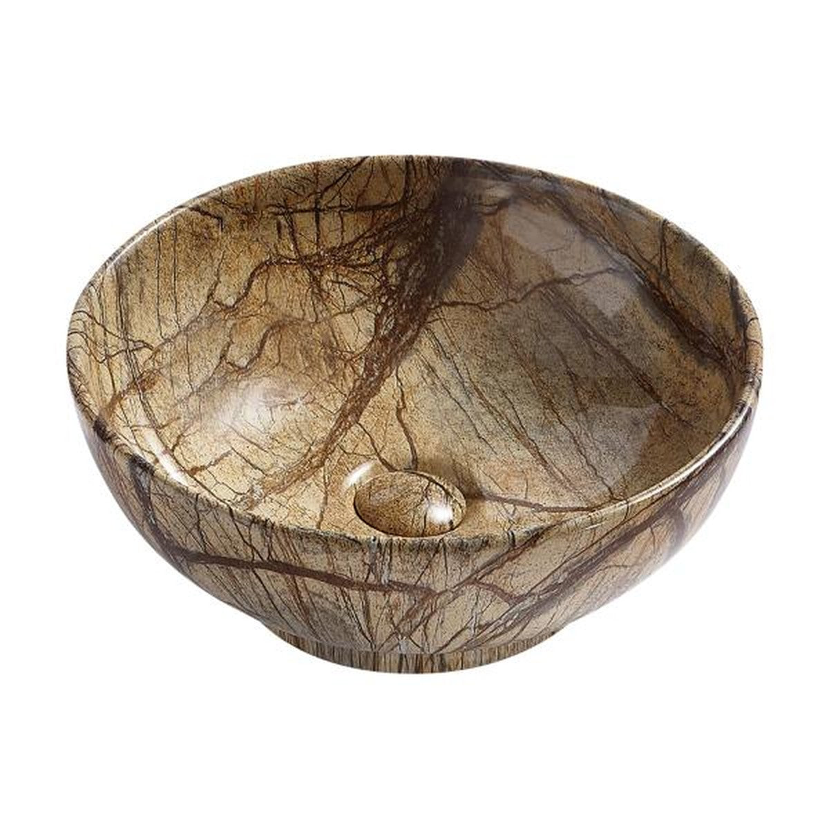 ALONI KROKODILLEN WASBAK - AANRECHTBLAD - GEEN OVERLOOP - GEEN KRAANGAAT - MET KLIK-KLAK AFVOER - KERAMIEK - 41X18X41 CM - BRUIN MARMER