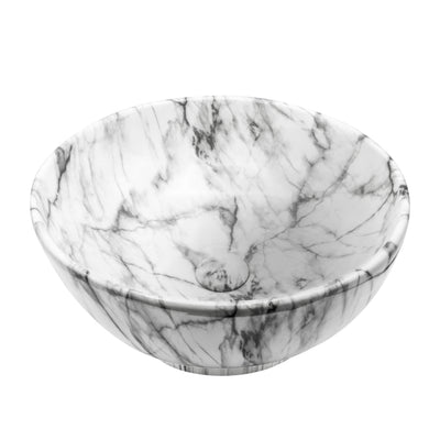 ALONI ZEBRA LAVABO - À POSER – SANS TROP-PLEIN – SANS TROU DE ROBINET – AVEC BONDE CLIC-CLAC – CÉRAMIQUE – 41X18X41 CM – MARBRE BLANC