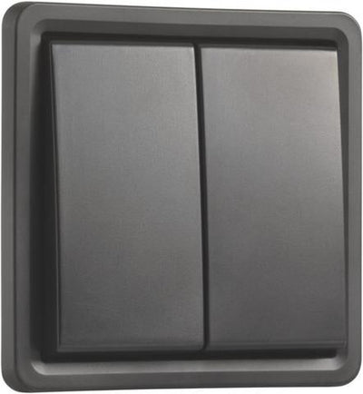 Opbouw dubbele ontstekingsschakelaar, spatwaterdicht, 10AX / 250Vac, zwart