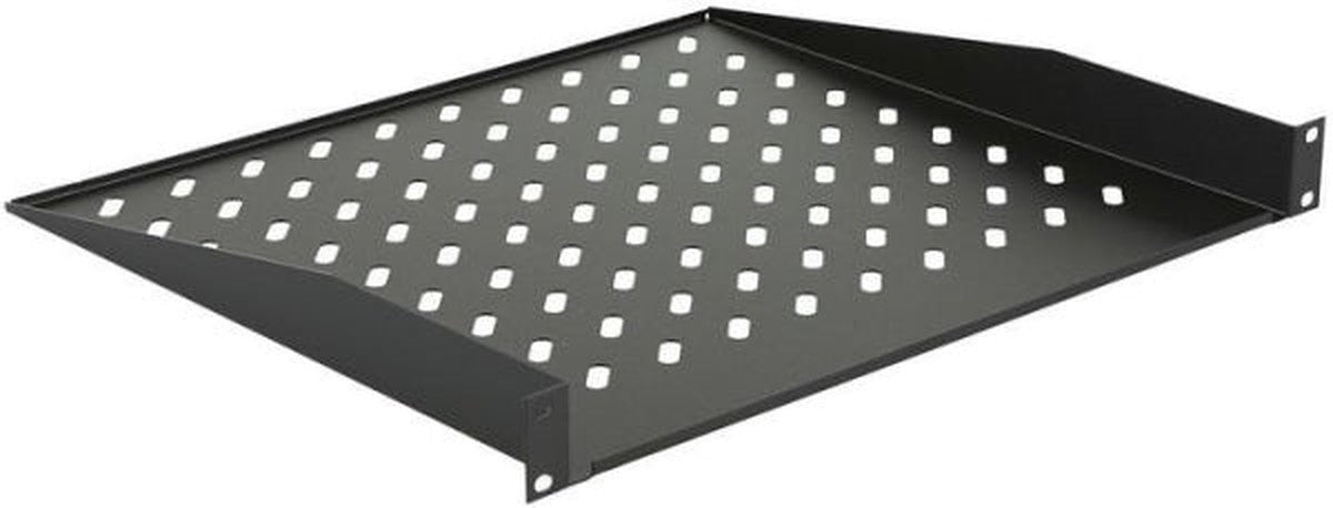 Vaste plank, zwart, 1U, 19 inch, 800 mm diep