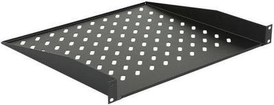 Vaste plank, zwart, 1U, 19 inch, 800 mm diep