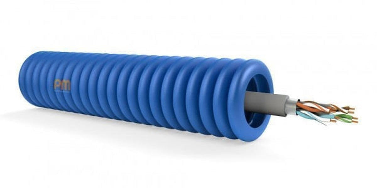 Voorgemonteerde FTP Cat5E-buis, 16 mm diameter, Lsoh, op een rol van 300 meter.
