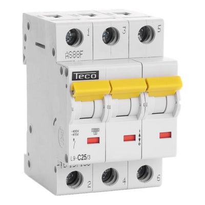 Circuit breaker 3-pole 25A 10kA C-curve