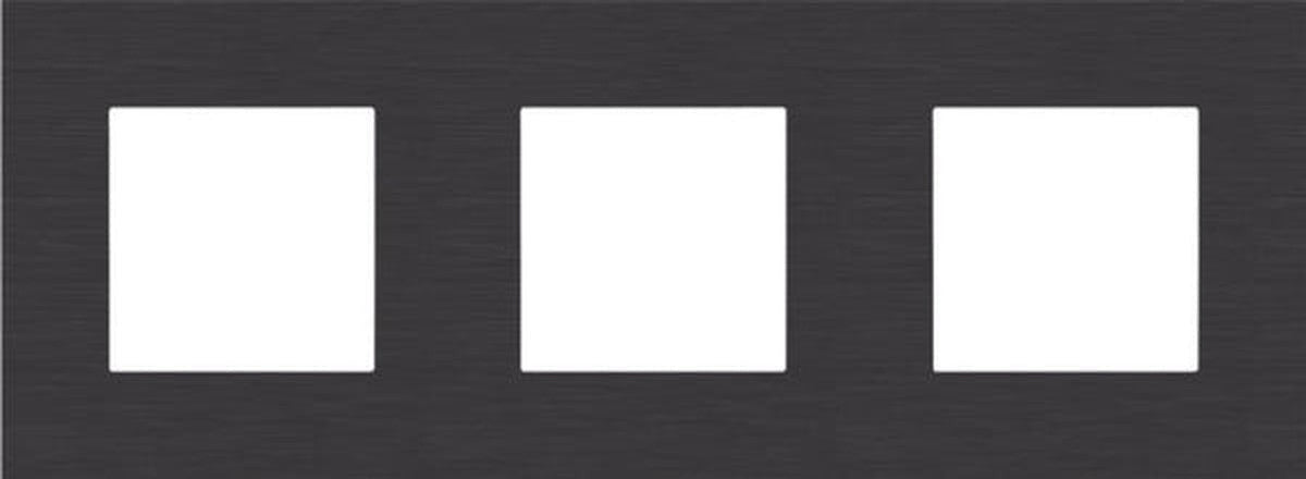 Triple face plate, 71mm center-to-center distance, Niko Pure Alu Black brushed