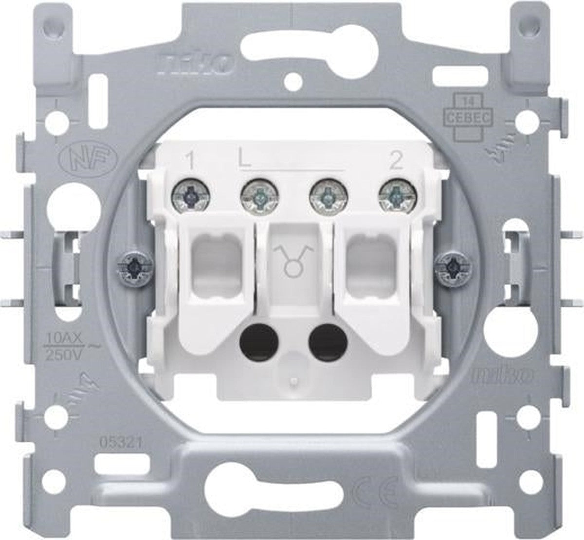 Socle pour interrupteur double allumage, 10AX / 250Vac