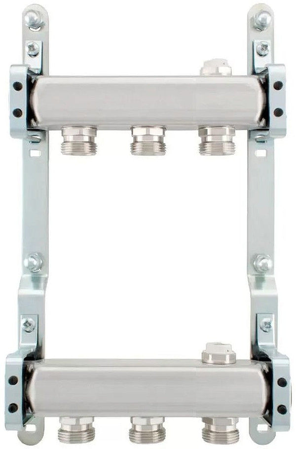 Kit collecteurs INOX 4/4" - 3x3/4"EC avec Purgeurs + fixation Mural