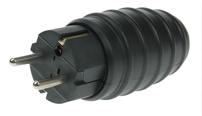 2-polige stekker + mannelijke T-connector - 16A - IP44 - Zwart - rubber