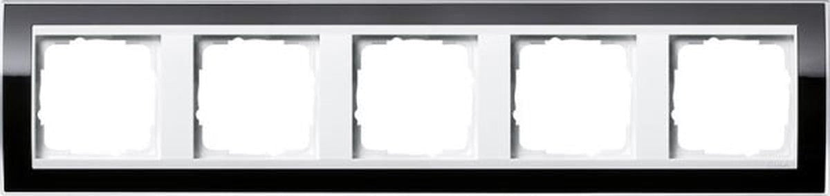 Gira Event Clear Black afwerkingsframes met glanzend wit tussenframe. Zwart met frame.