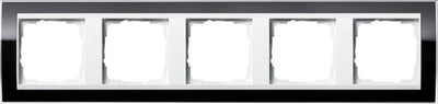 Gira Event Clear Black afwerkingsframes met glanzend wit tussenframe. Zwart met frame.