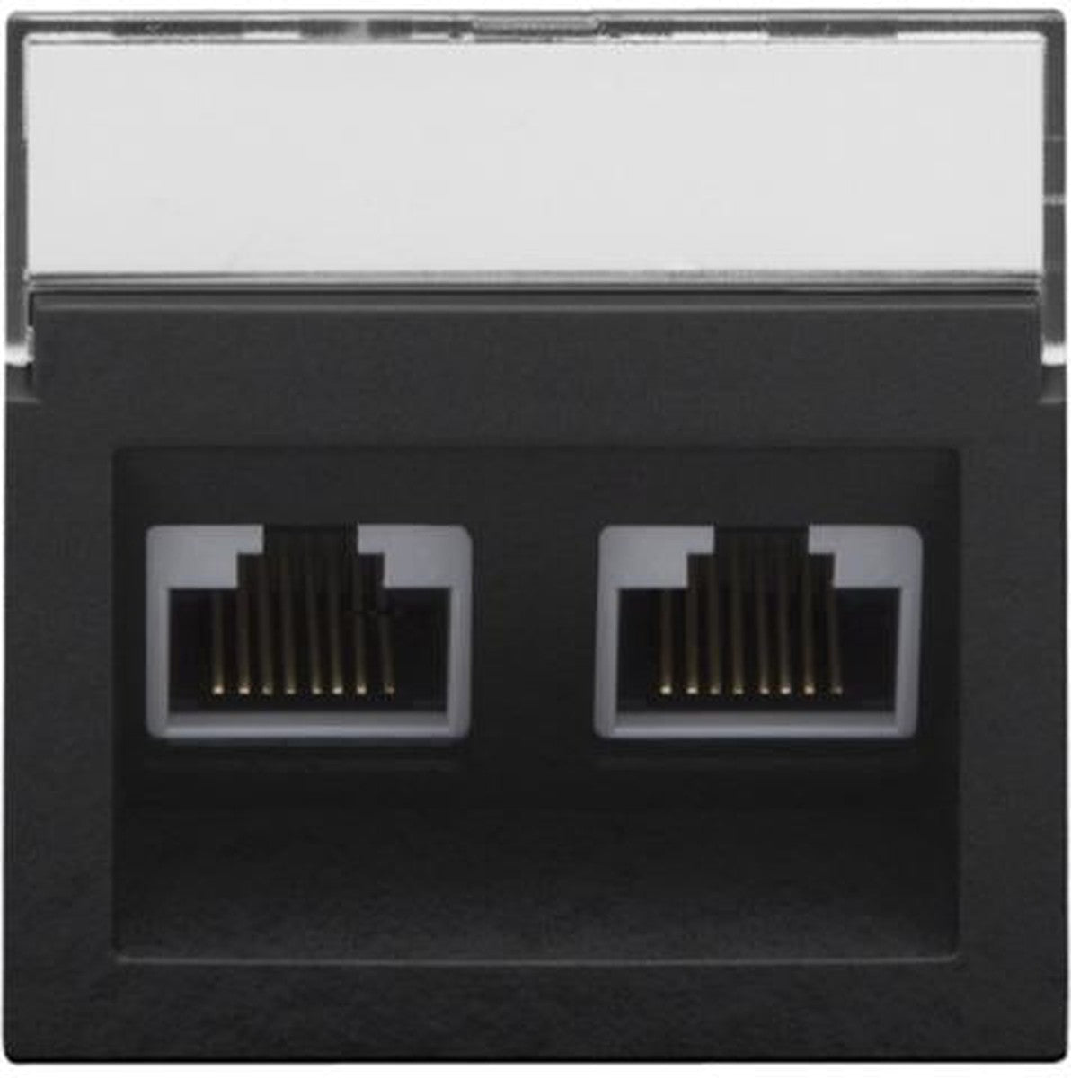 Enjoliveur data 2 x RJ sortie oblique Bakelite Black