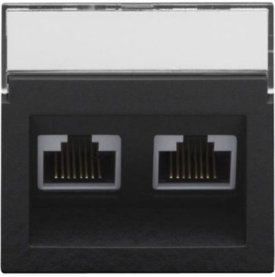 Enjoliveur data 2 x RJ sortie oblique Bakelite Black