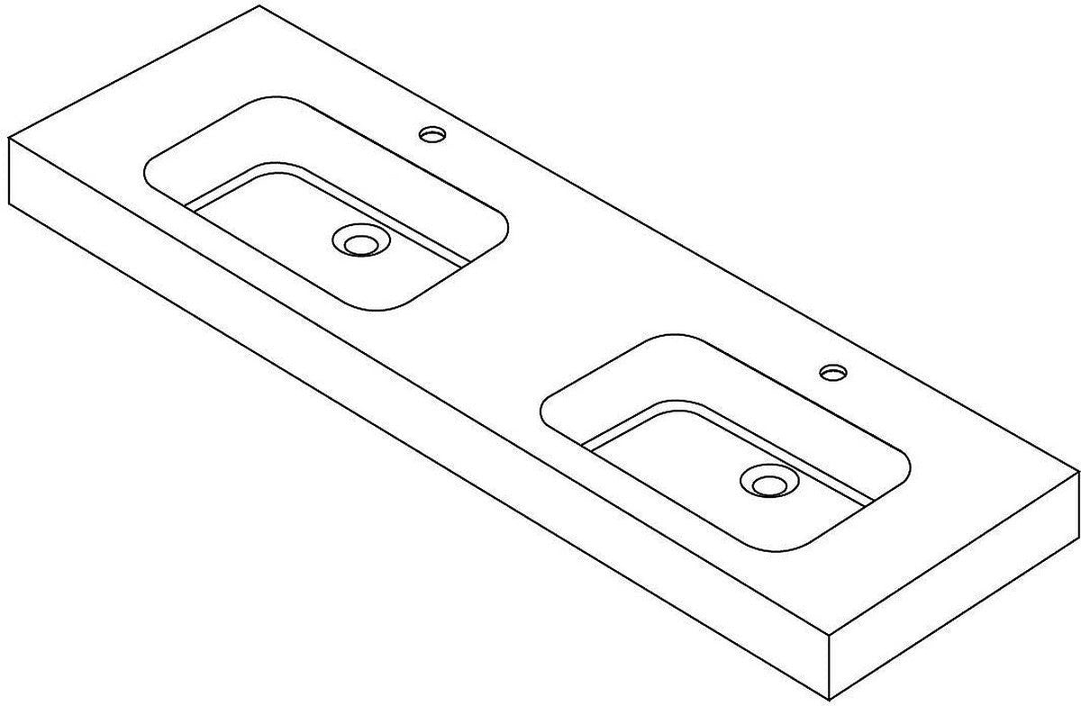 Tablet Puro 160cm 2 lavabo Solid blanc Mat