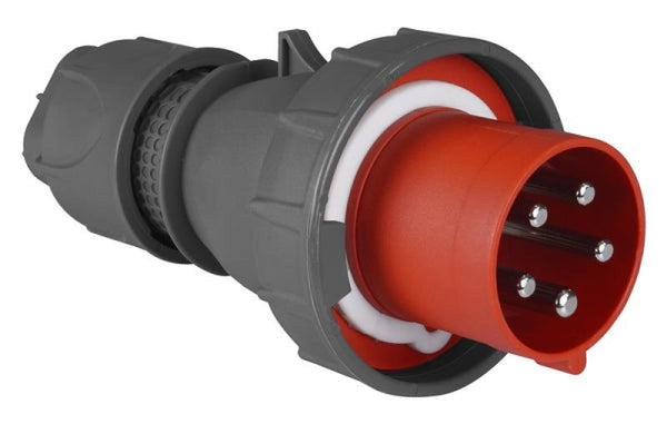 Fiche CEE mâle 5 x 125A avec contact pilote 380 - 415Vac Rouge IP67