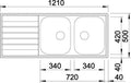 Blanco Livit 8 S évier encastrer 2 bacs réversible 1210x500mm inox brossé