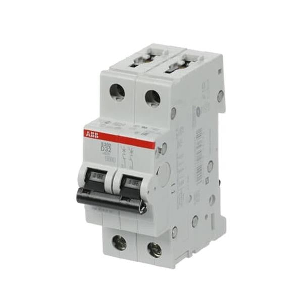 Disjoncteur bipolaire 6kA S202 courbe D 32A