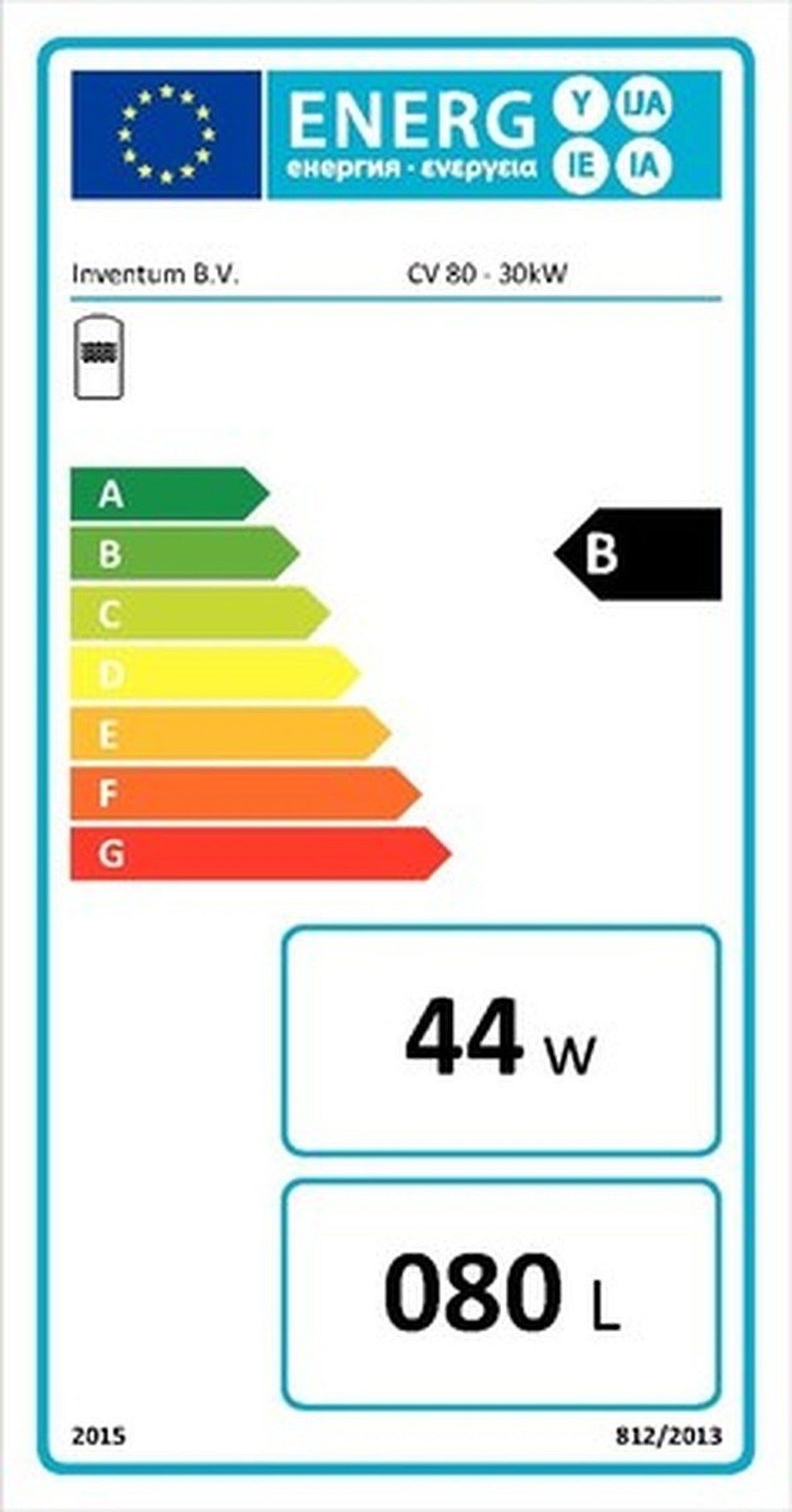 80L wall-mounted hot water tank with air vent