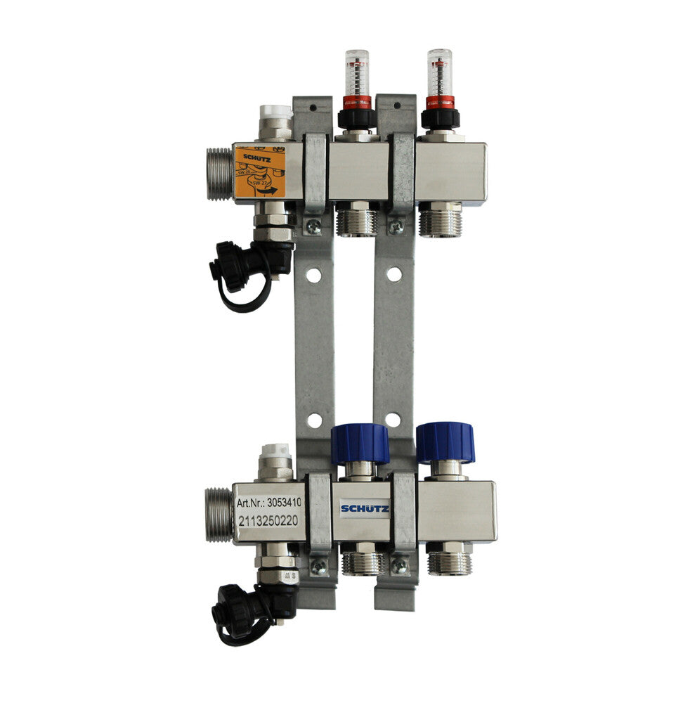 Schütz Comfort 90-3 collecteur 2 circuits 170mm inox débitmètre sol chauffant