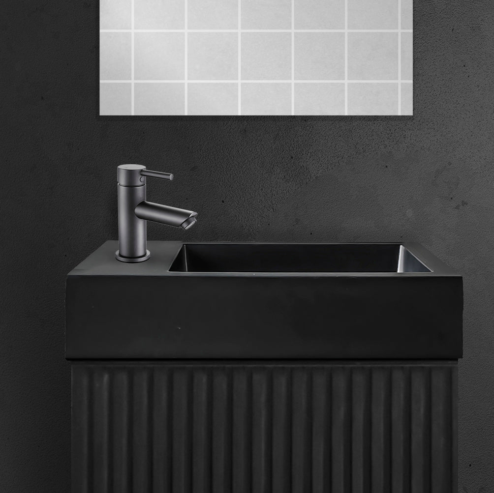 Basin without overflow - left/right tap hole matt black
