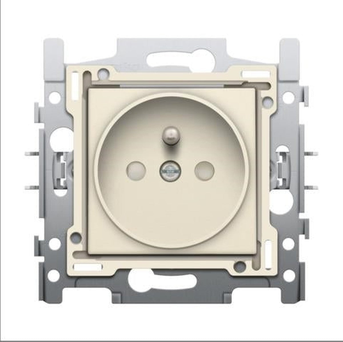 Socket with earthing pin and child safety - Cream 21mm