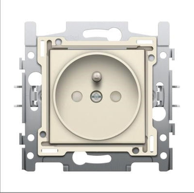 Socket with earthing pin and child safety - Cream 21mm