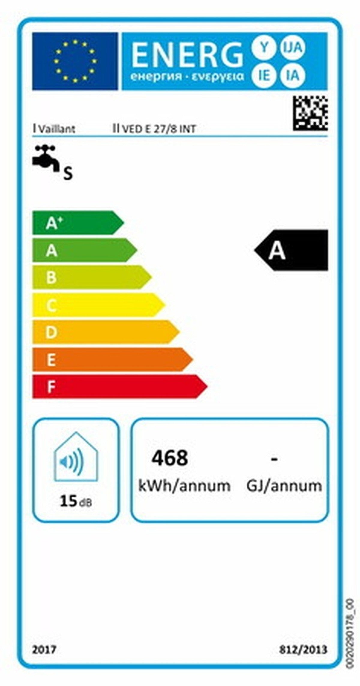 Vaillant VED 27/8 INT elektronische instantane doorstromer 27kW