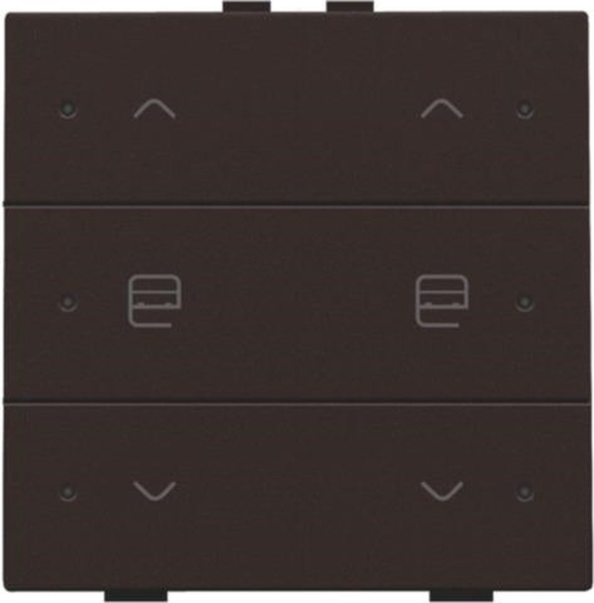 Dubbele motorbesturing met LED voor Niko Home Control, 6 stuks donkerbruin.