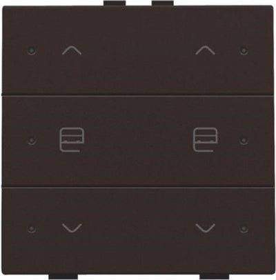 Dubbele motorbesturing met LED voor Niko Home Control, 6 stuks donkerbruin.